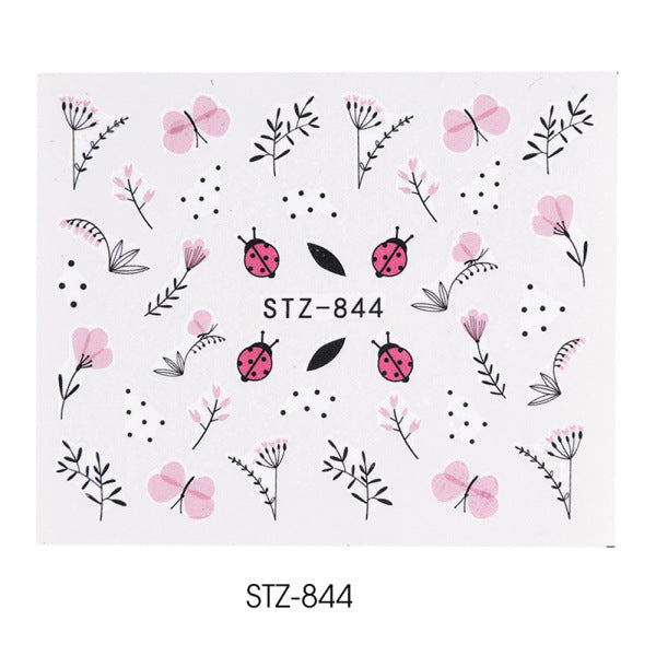 Elegant Green Leaf Rose Nail Decals