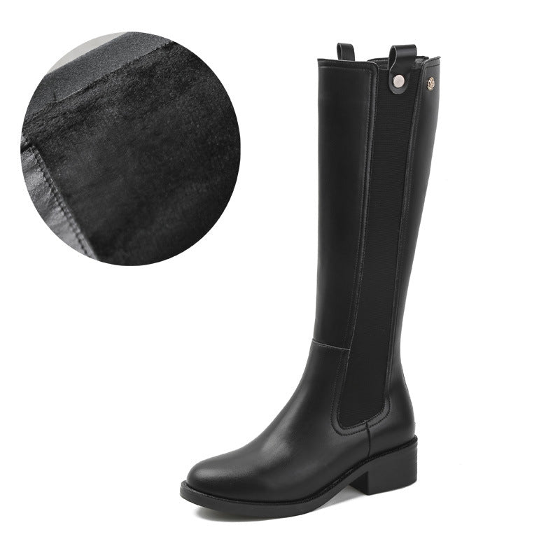 Women's Thick Heel Boots with Wide Cuff