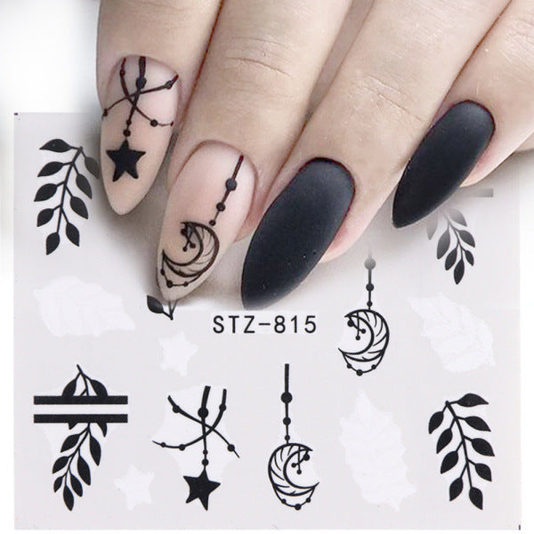 Elegant Green Leaf Rose Nail Decals