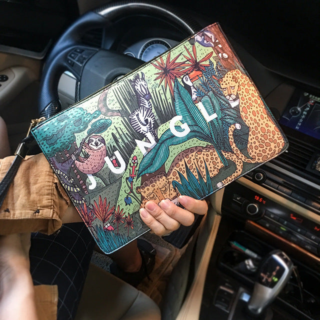 Botanical Elegance Leather Clutch