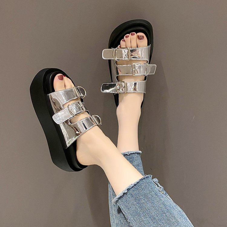 2023 Women's Thick-Soled Buckle Slide Sandals