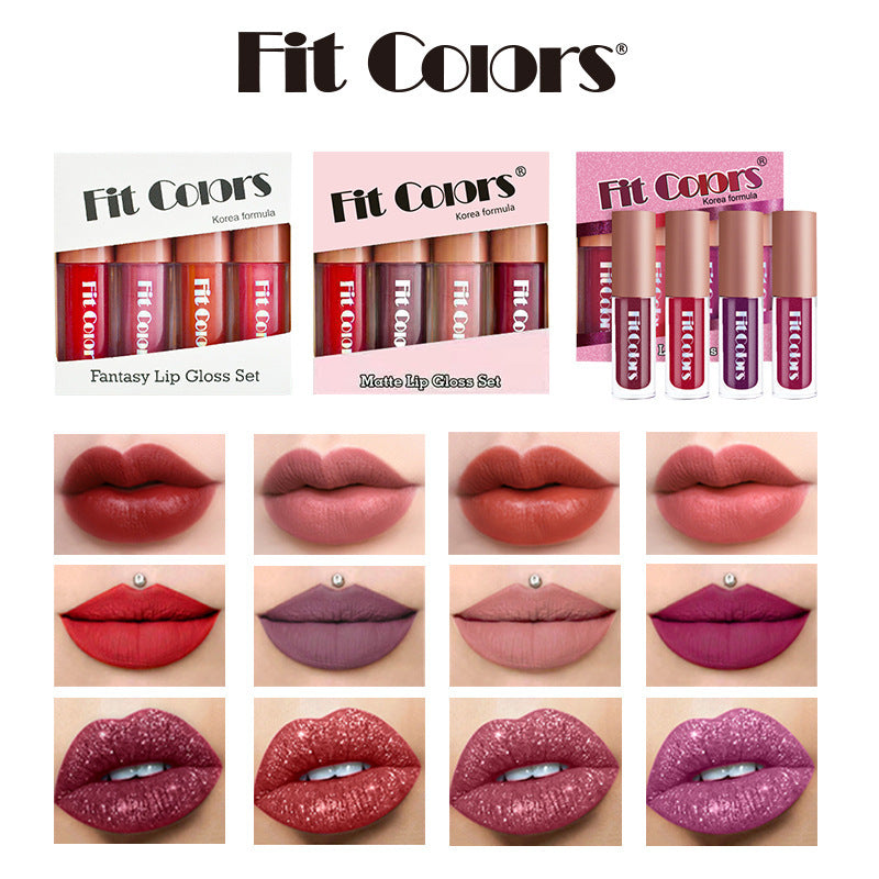 Cross-Border Makeup Set of 4 Velvet Lip Glosses