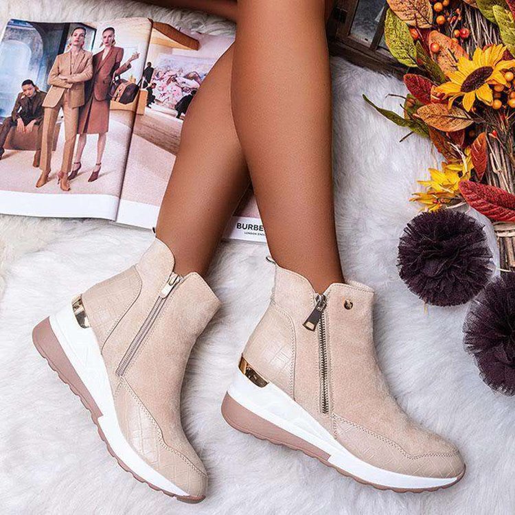 Elegant Mid-Heel Zipper Boots