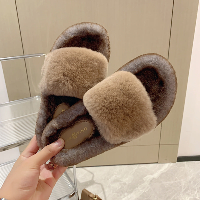Elegant Rabbit Hair Slippers