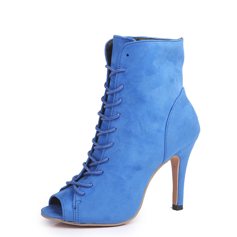 Elegant Suede Lace-Up Stilettos