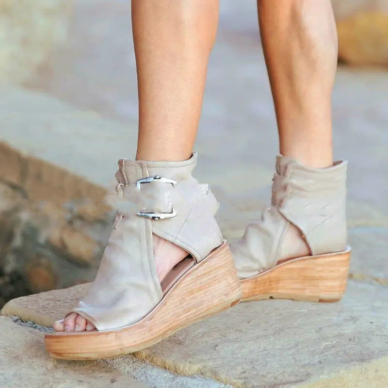 High Top Wedge Platform Fish Mouth Sandals for Women