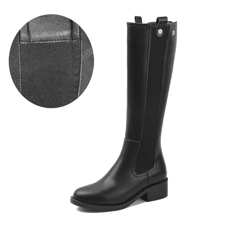 Women's Thick Heel Boots with Wide Cuff