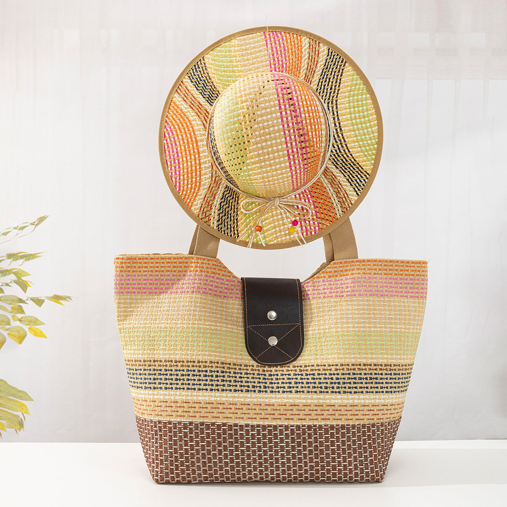 Fashionable Color-block Paper Bag for Women (Large)