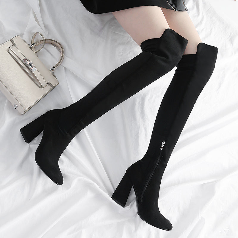 Elegant Over-the-Knee Velvet Boots