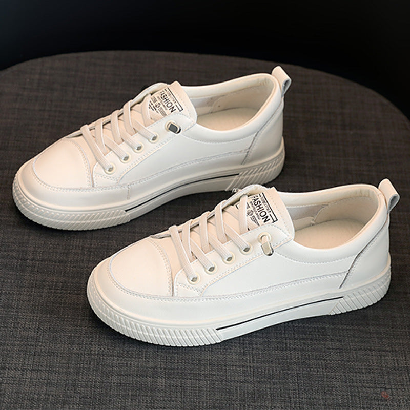 2024 New Women's Genuine Leather White Sneakers