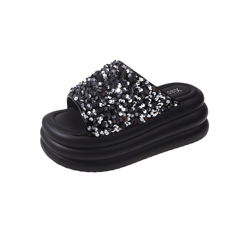 Elegant Sequin Slide Sandals