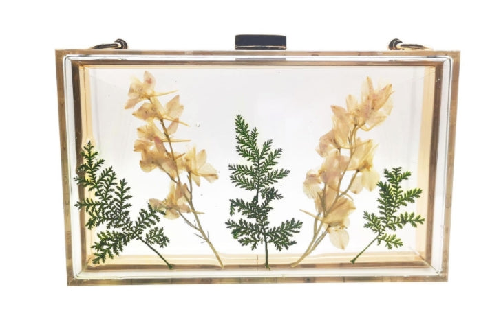 Floral Acrylic Clutch with Chain