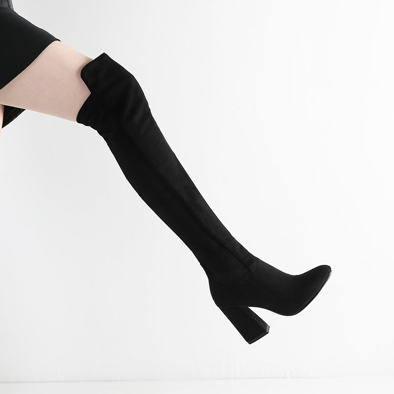 Elegant Over-the-Knee Velvet Boots