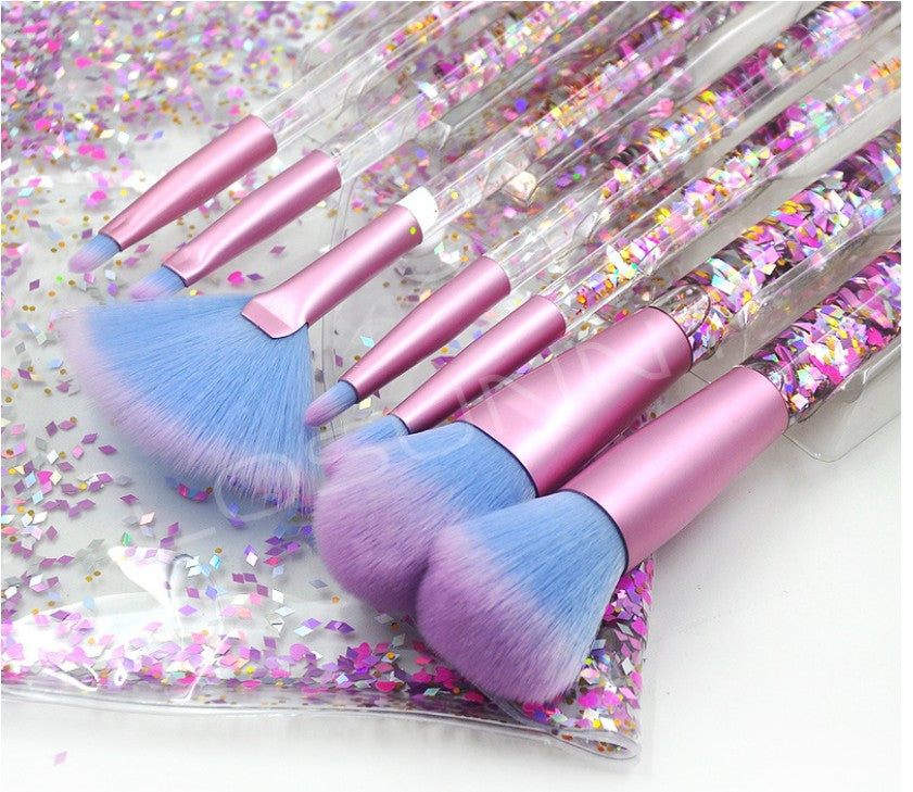 Elegant 7-Piece Crystal Liquid Makeup Brush Set