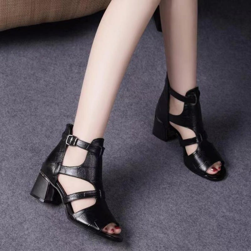 2023 New Women's Open-Toe Chunky Heeled Sandals
