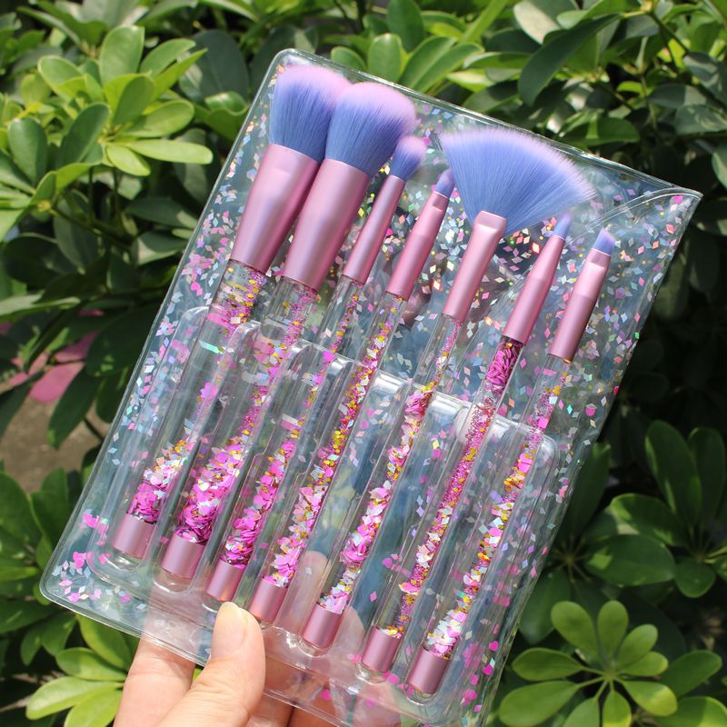 Elegant 7-Piece Crystal Liquid Makeup Brush Set