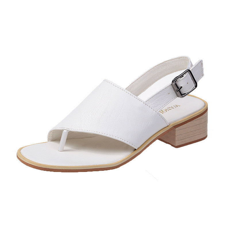 Herringbone Chunky Heel Flip Flops Sandals