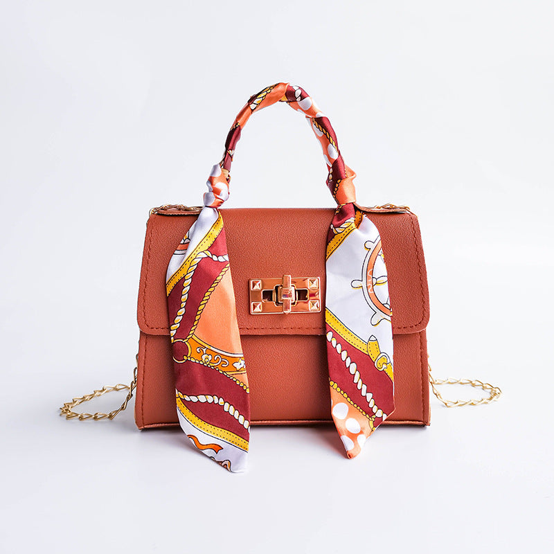 Trendy Women's Mini Chain Shoulder Bag with Scarf