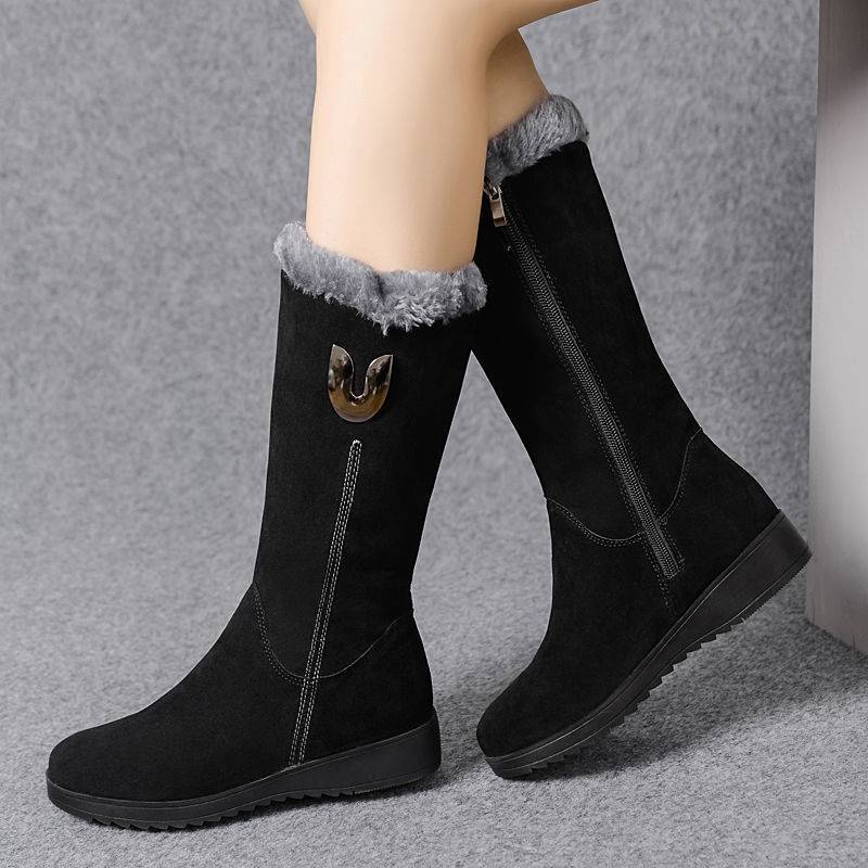 Women's Warm Non-Slip Large Cotton Mid-Tube Boots
