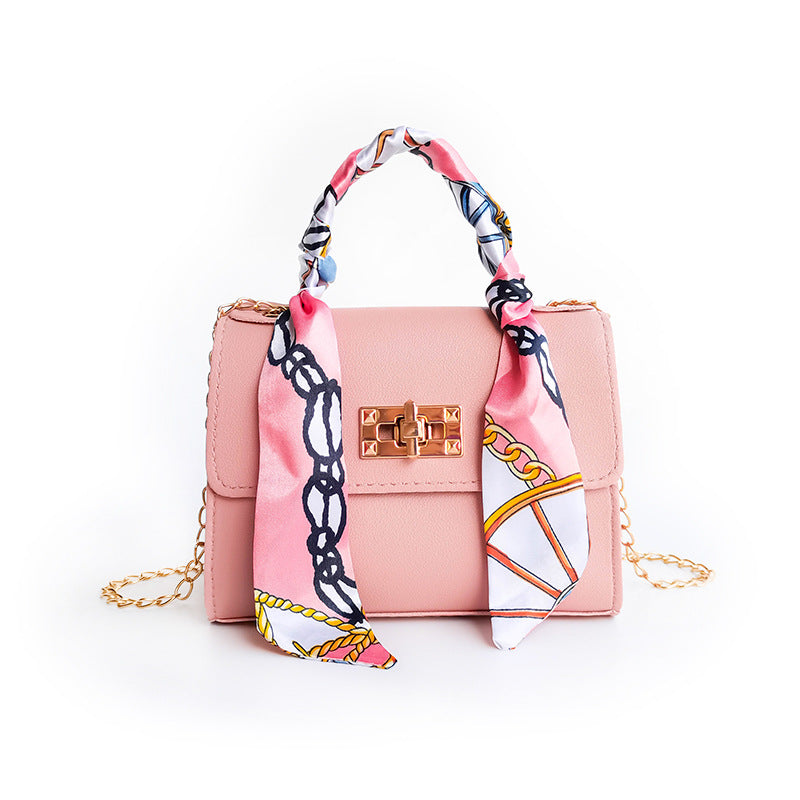 Trendy Women's Mini Chain Shoulder Bag with Scarf