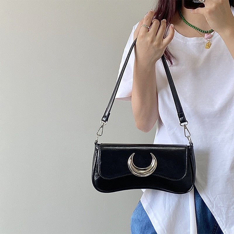 Niche Women's Moon Lock Underarm Shoulder Bag Tote