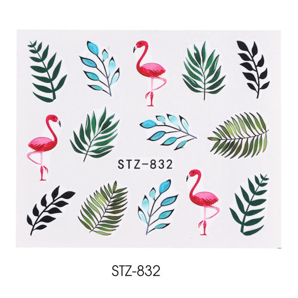 Elegant Green Leaf Rose Nail Decals