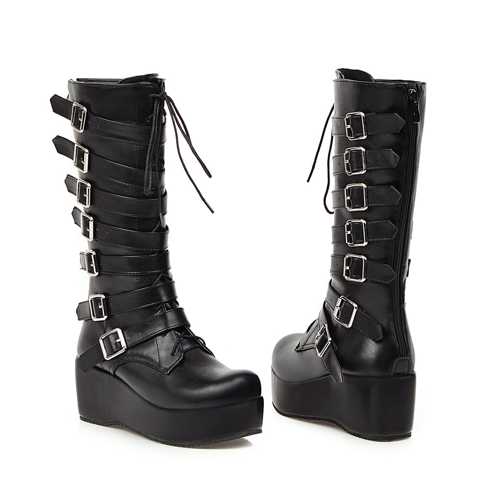 Elegant Mid-Calf Wedge Boots