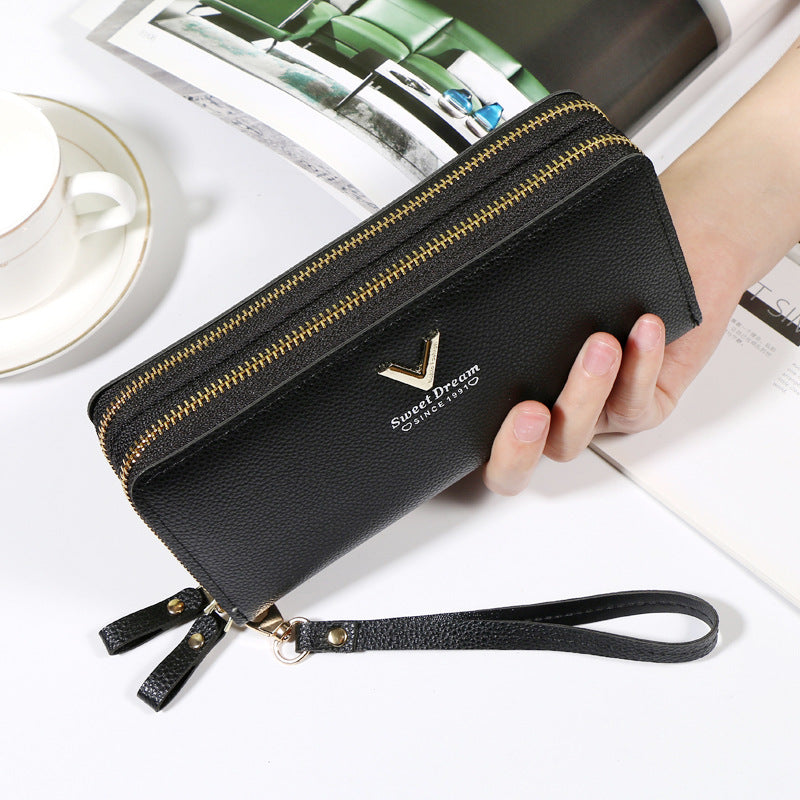 2023 Fashionable Double-Zipper Leather Wallet for Women