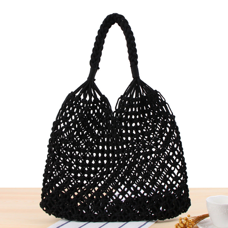 New Trendy Solid Color Woven Shoulder Bag for Women
