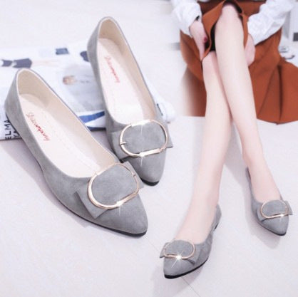 Korean Style Pointed Flat Shoes with Buckle (Comfortable)