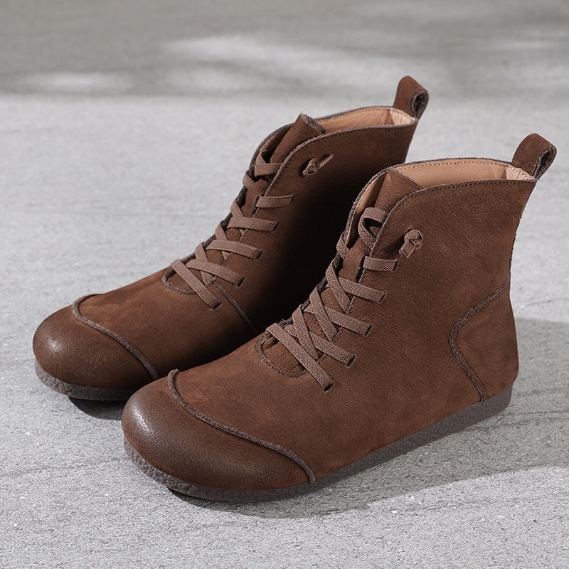 Elegant Retro Leather Boots for Women