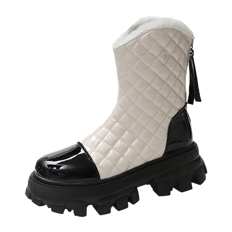 Elegant Low-Heel Velvet Boots