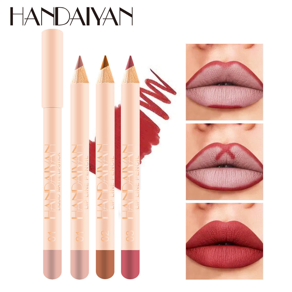 12 Natural Colors Matte Lip Liner Set - Waterproof Pencils