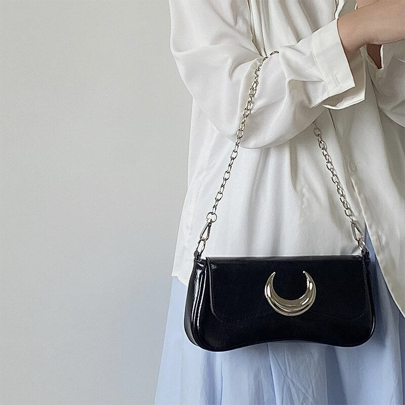 Niche Women's Moon Lock Underarm Shoulder Bag Tote