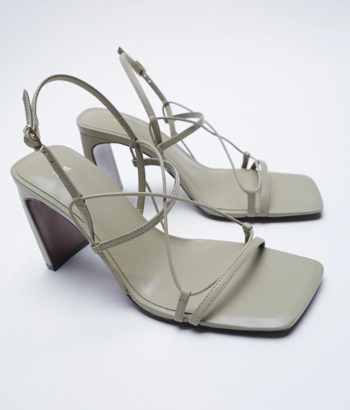 Elegant Leather Block-Heel Sandals