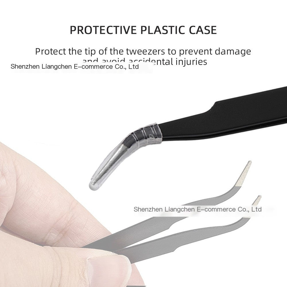 Precision Black Tweezers Duo - Curved & Straight