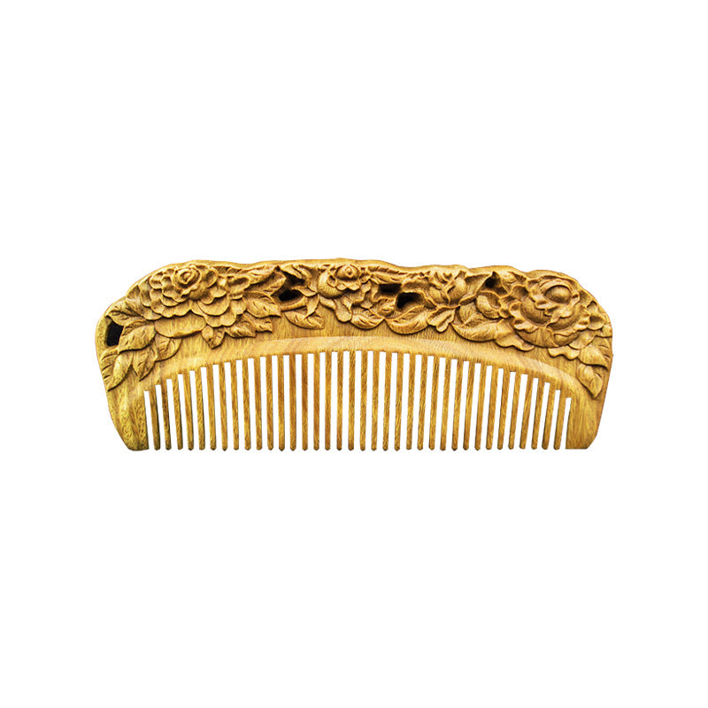 Antique-Style Green Sandalwood Comb Set