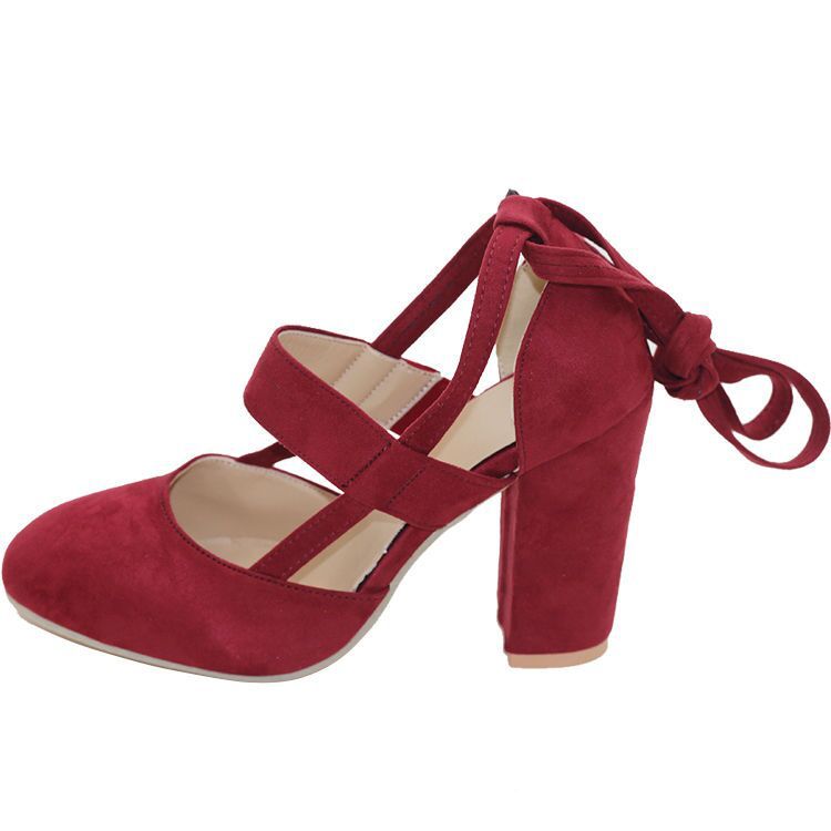 Suede Chunky Heeled Sandals with Ankle Straps