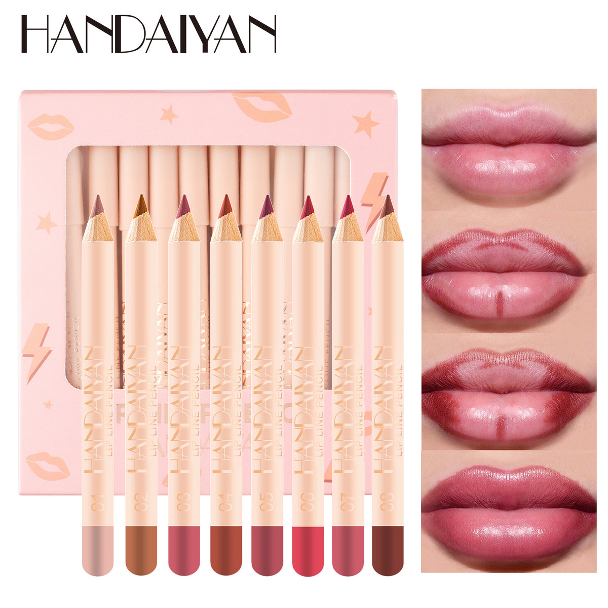 12 Natural Colors Matte Lip Liner Set - Waterproof Pencils