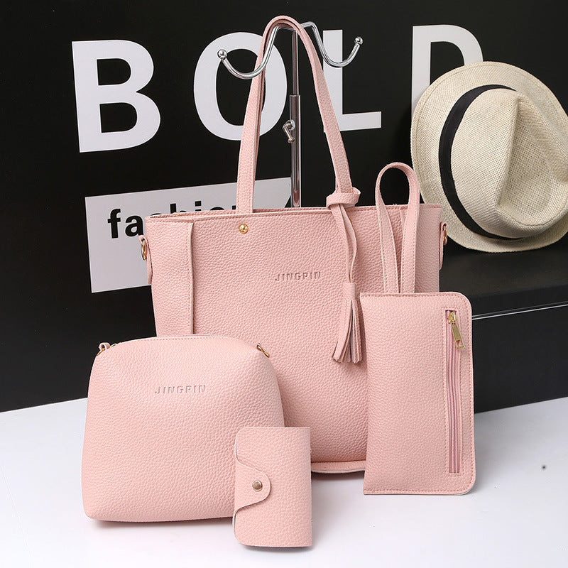 Elegant Lychee Print Bucket Bag Ensemble