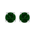 14K Gold Lab Grown Green Diamond Solitaire Stud Earrings