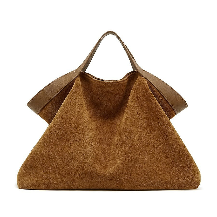 Suede Genuine Leather Structured Tote Bag