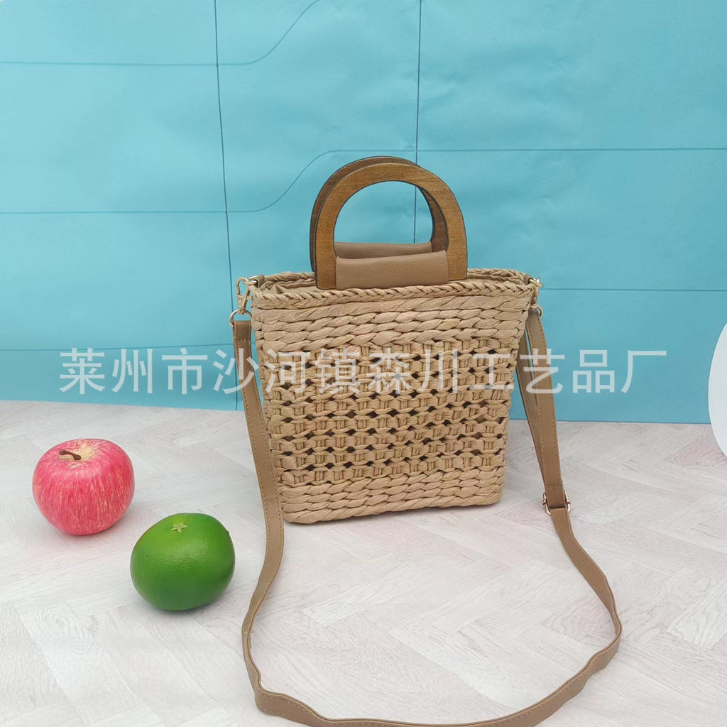2022 Fashion Woven Paper Rope Handbag - Casual Shoulder Bag