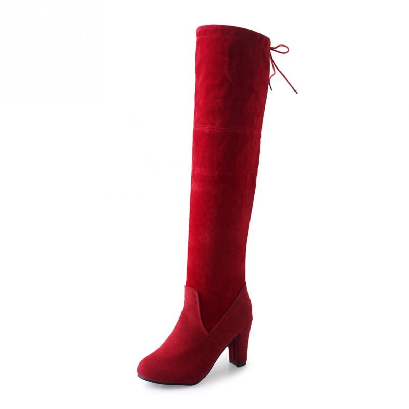 Pointed Toe Women's Knee-High Chunky Heel Boots
