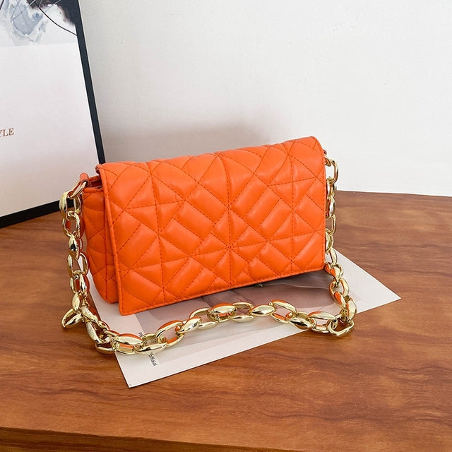 Women's PU Leather Rectangular Diamond Jacquard Bag