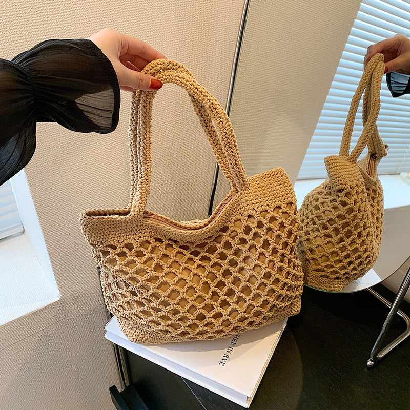 2024 New Chinese Style Woven Beach Tote Bag