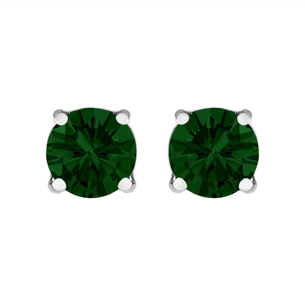 14K Gold Lab Grown Green Diamond Solitaire Stud Earrings