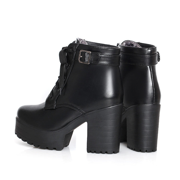 Long Lace-Up Chunky Heel Martin Boots
