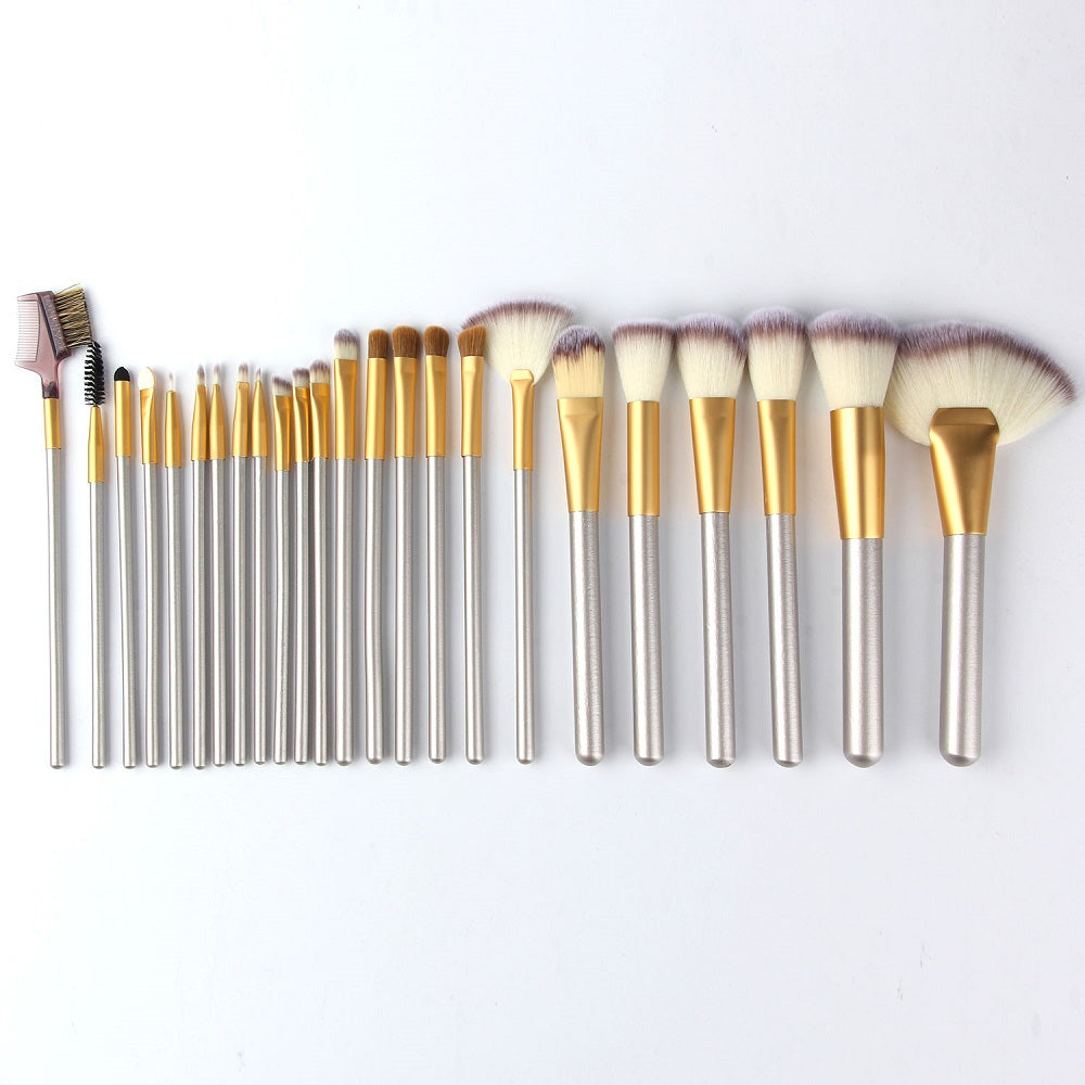 Elegant 24-Piece Champagne Cosmetic Brush Set