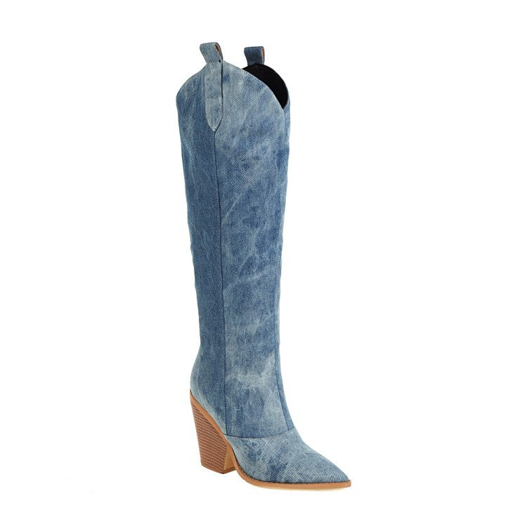 Chic Denim High Knee Stilettos